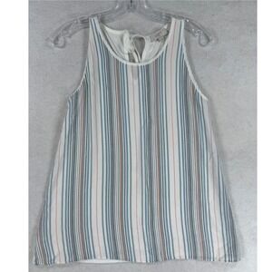 Loft Outlet Womens XS Sleeveless Stripe Tank Top White Blue Orange Keyhole